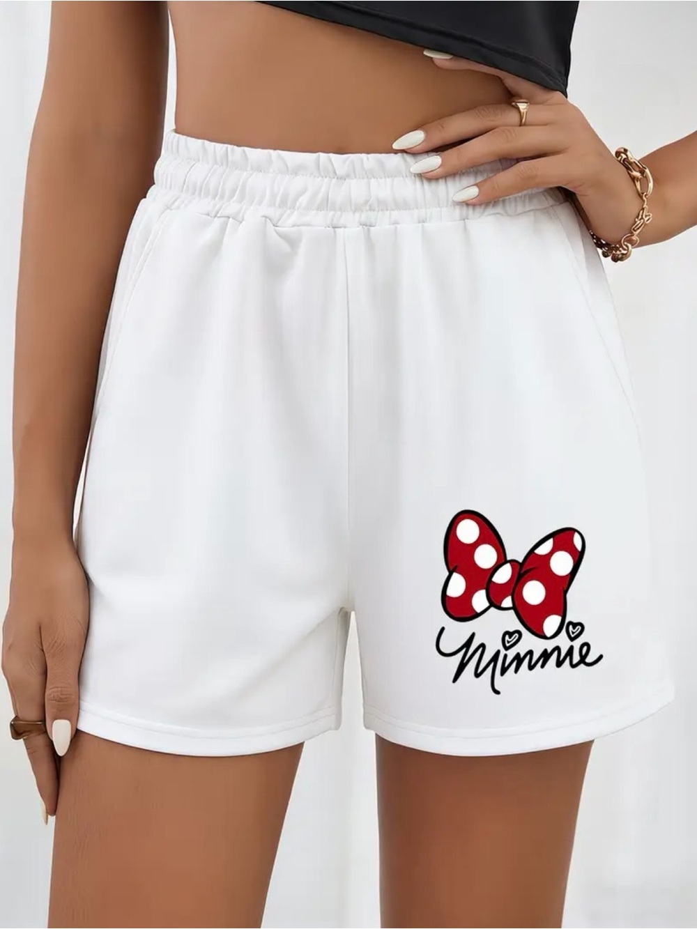 Minnie Graphic White Women's Casual Lounge Shorts XXL New